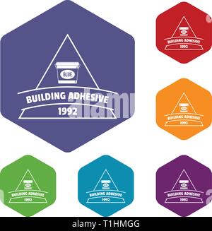 Building adhesive icons vector hexahedron Stock Vector