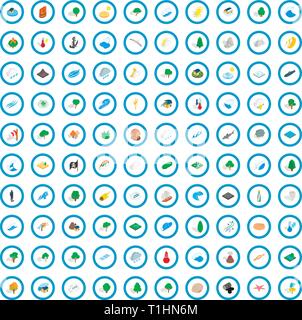 100 natural disasters icons set, isometric style Stock Vector