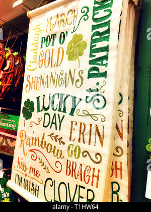 St Patrick's Day Banner For Sale , Party City, NYC, USA Stock Photo