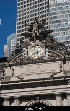 Facade of Iconic Grand Central Terminal, NYC, USA Stock Photo