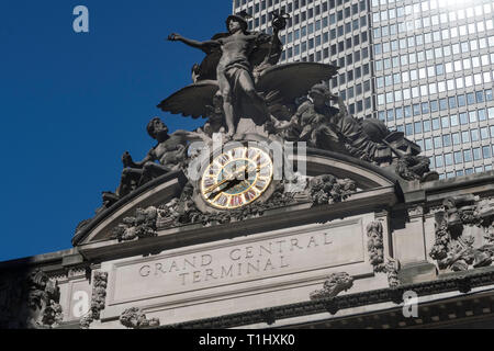 Facade of Iconic Grand Central Terminal, NYC, USA Stock Photo