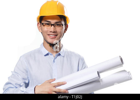 Business young man wearing a helmet Stock Photo