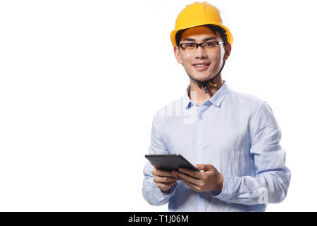 Business young man wearing a helmet Stock Photo