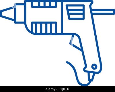 Caulk gun,glue gun line icon concept. Caulk gun,glue gun flat  vector symbol, sign, outline illustration. Stock Vector