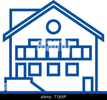 Chalet line icon concept. Chalet flat  vector symbol, sign, outline illustration. Stock Vector