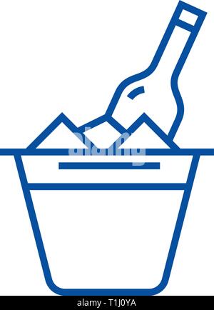 Champagne in bucket line icon concept. Champagne in bucket flat  vector symbol, sign, outline illustration. Stock Vector
