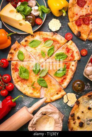 Delicious baked sliced pizza Stock Photo