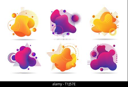 Paint futuristic shapes. Abstract 3d organic liquid colour gradient shape forms for post or offer design vector templates Stock Vector