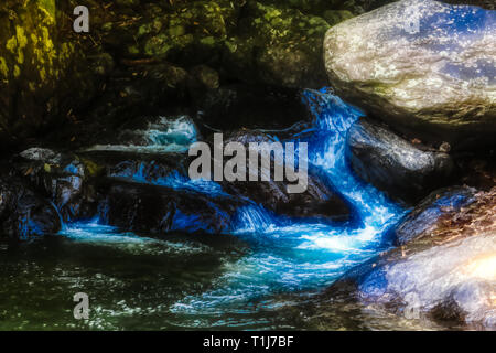 This unique photo shows the wild jungle waterfall and stunning nature also called Palau Waterfall Hua Hin in Thailand Stock Photo