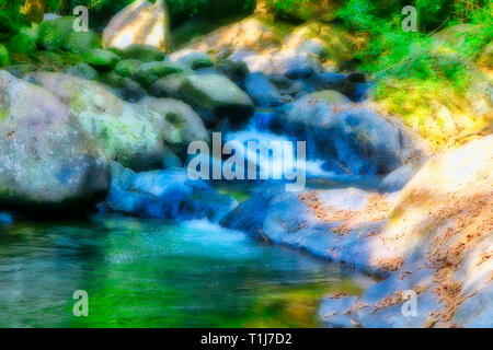 This unique photo shows the wild jungle waterfall and stunning nature also called Palau Waterfall Hua Hin in Thailand Stock Photo