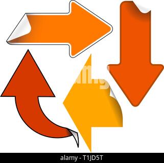 Arrows - Red and orange  labels badges and stickers Stock Vector