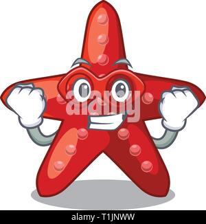 Super hero red starfish animal on mascot sand vector illustration Stock Vector