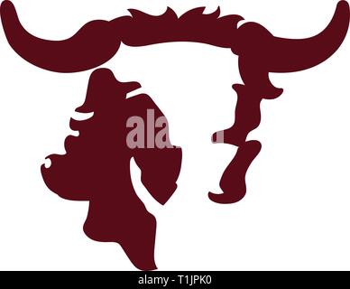 Bull's head silhouette in a loose line painterly fashion Stock Vector