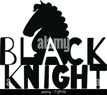Black knight chess symbol & lettering Stock Vector
