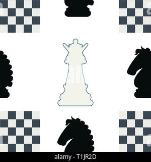Queen, knight & chess board pattern Stock Vector