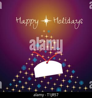 Christmas tree made of stars & snowflakes.with a white from/to tag strapped in front of the tree. Stock Vector