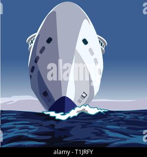 Cruise ship front or bow,  from the water line Stock Vector