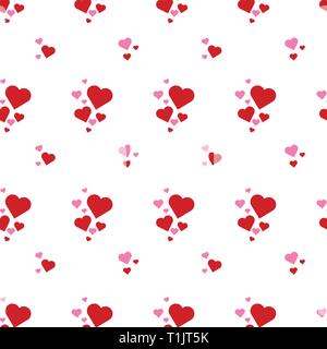 Heart shapes pattern combination in groups & combinations making geometrical designs & wallpaper style patterns Stock Vector