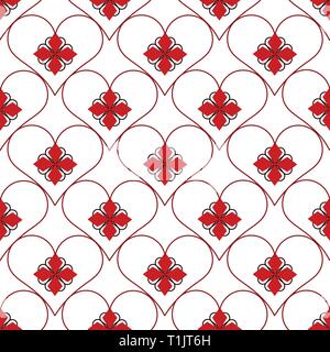 Heart shapes pattern combination in groups & combinations making geometrical designs & wallpaper style patterns Stock Vector