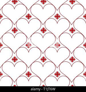 Heart shapes pattern combination in groups & combinations making geometrical designs & wallpaper style patterns Stock Vector