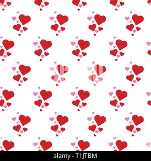 Heart shapes pattern combination in groups & combinations making geometrical designs & wallpaper style patterns Stock Vector