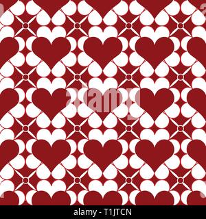 Heart shapes pattern combination in groups & combinations making geometrical designs & wallpaper style patterns Stock Vector