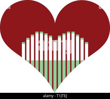 Heart whit another heart shaped graph in side it Stock Vector
