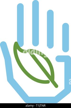 Hand holding a leaf Stock Vector