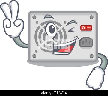 Two finger power supply in the shape characters vector illustration Stock Vector