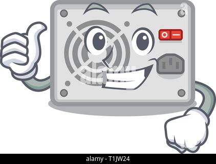 Thumbs up power supply in the shape characters vector illustration Stock Vector