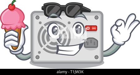With ice cream power supply in the shape characters vector illustration Stock Vector