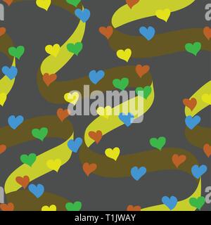 Many small hearts all around with banners seamless, tile, wallpaper pattern Stock Vector