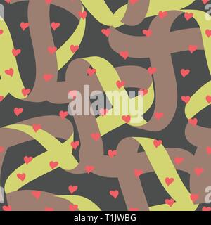 Hearts & banners, pattern, wallpaper Stock Vector