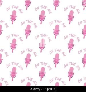 Old vintage microphone pattern Stock Vector