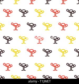 Referee cartoon figure raising a hand & blowing a whistle as a seamless graphic tile pattern wallpaper Stock Vector