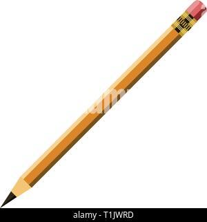 Illustrated long slender yellow wooden pencil Stock Vector