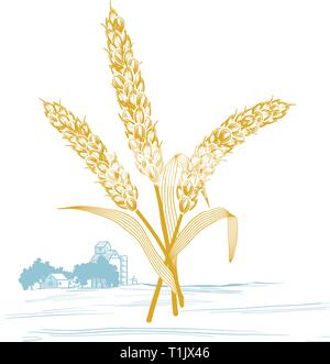 Water wheel graphic side view Stock Vector
