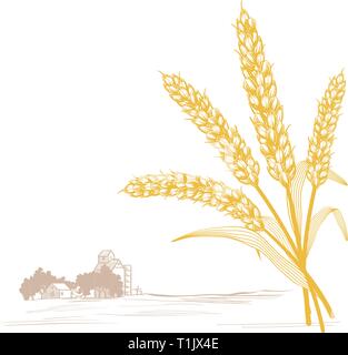 Water wheel graphic side view Stock Vector