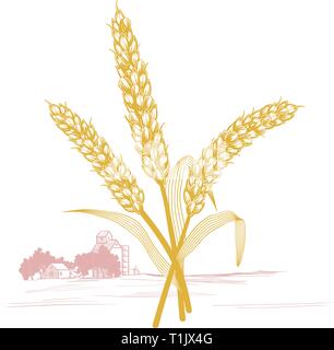 Water wheel graphic side view Stock Vector