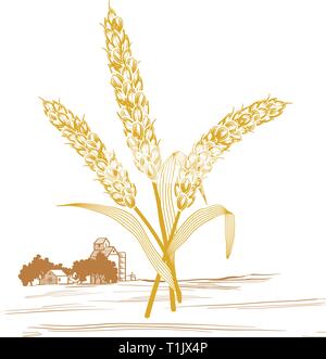 Water wheel graphic side view Stock Vector