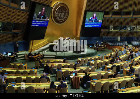 Beijing, UN headquarters in New York. 25th Mar, 2019. The UN General Assembly holds an event to commemorate the International Day for the Elimination of Racial Discrimination, at the UN headquarters in New York, March 25, 2019. Credit: Li Muzi/Xinhua/Alamy Live News Stock Photo