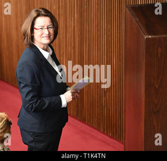 Bremen, Germany. 27th Mar, 2019. Antje Grotheer (SPD) on the eve of the election of the new and first state parliament president. The Bremen parliament has elected the SPD member of parliament to succeed Christian Weber (SPD), the long-time president of the state parliament, who died in February. Credit: Carmen Jaspersen/dpa/Alamy Live News Stock Photo