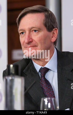 London, UK, UK. 27th Mar, 2019. Dominic Grieve MP - Conservative former Attorney General is seen at a People's Vote press conference in Westminster setting out an analysis of the different Brexit options facing Members of Parliament in indicative votes.British Prime Minister Theresa May told the backbench Tory MPs this evening that she will stand down if they back her EU withdrawal deal. Credit: Dinendra Haria/SOPA Images/ZUMA Wire/Alamy Live News Stock Photo