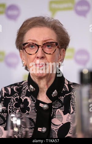 London, UK, UK. 27th Mar, 2019. Dame Margaret Beckett MP - Labour former Foreign Secretary is seen at a People's Vote press conference in Westminster setting out an analysis of the different Brexit options facing Members of Parliament in indicative votes. British Prime Minister Theresa May told the backbench Tory MPs this evening that she will stand down if they back her EU withdrawal deal. Credit: Dinendra Haria/SOPA Images/ZUMA Wire/Alamy Live News Stock Photo