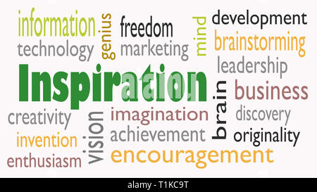 Inspiration word cloud concept on white background - Illustration Stock Photo