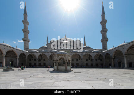 Exterior view of Sultan Ahmed Mosque (also called Blue Mosque) in Istanbul, Turkey Stock Photo