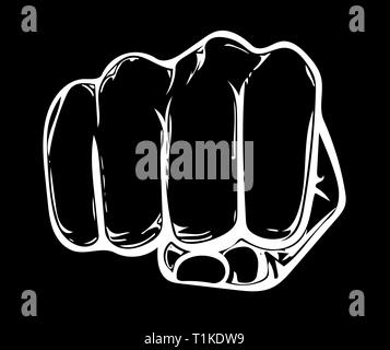 Fist male hand, proletarian protest symbol. Power sign Stock Vector