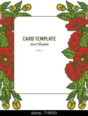 Vector illustration crowd red rose flower frame with vintage card ...