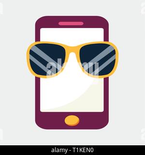 mobile phone wearing sunglasses vector symbol Stock Vector