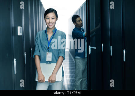 Technical personnel in the maintenance room inspection Stock Photo